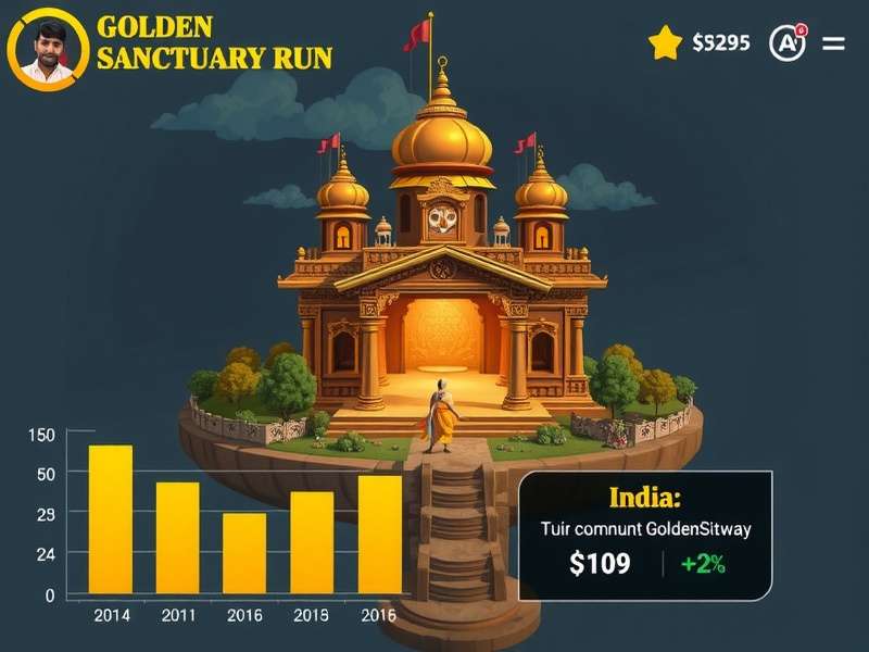 Golden Sanctuary Run gameplay screenshot showing temple environment
